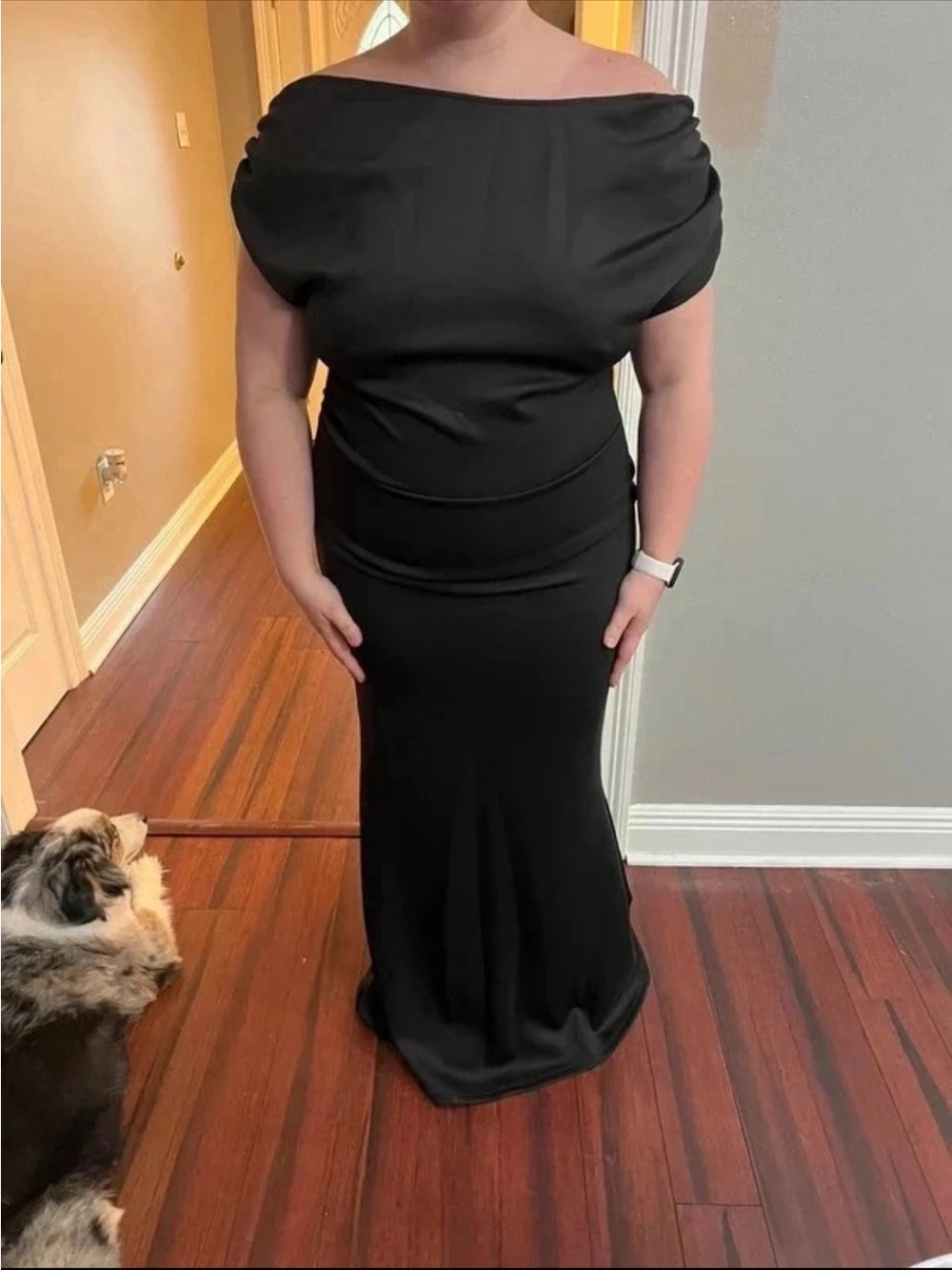 Classic Black Off-Shoulder Evening Gown